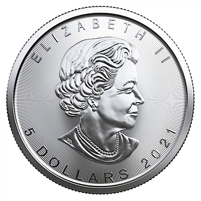 2021加拿大楓葉銀幣(1 oz)(全新設計，未流通)   反面