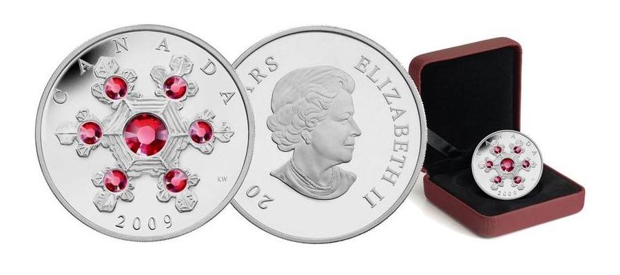 2009粉紅色雪花水晶銀幣